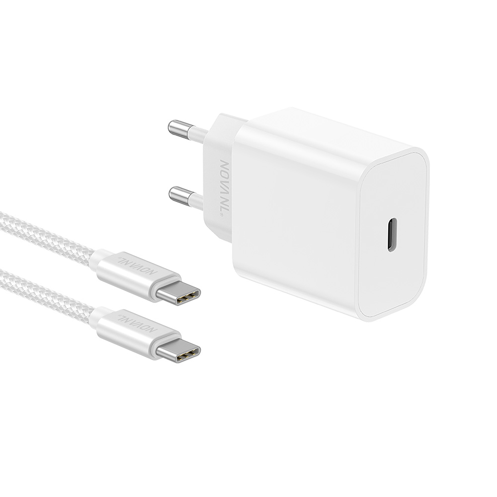 NOVANL ProCharge 20W Single Port (USB C) with SpeedCharge USB-C to C Cable 1 NOVANL ProCharge 20W Single Port (USB C) with SpeedCharge USB-C to C Cable