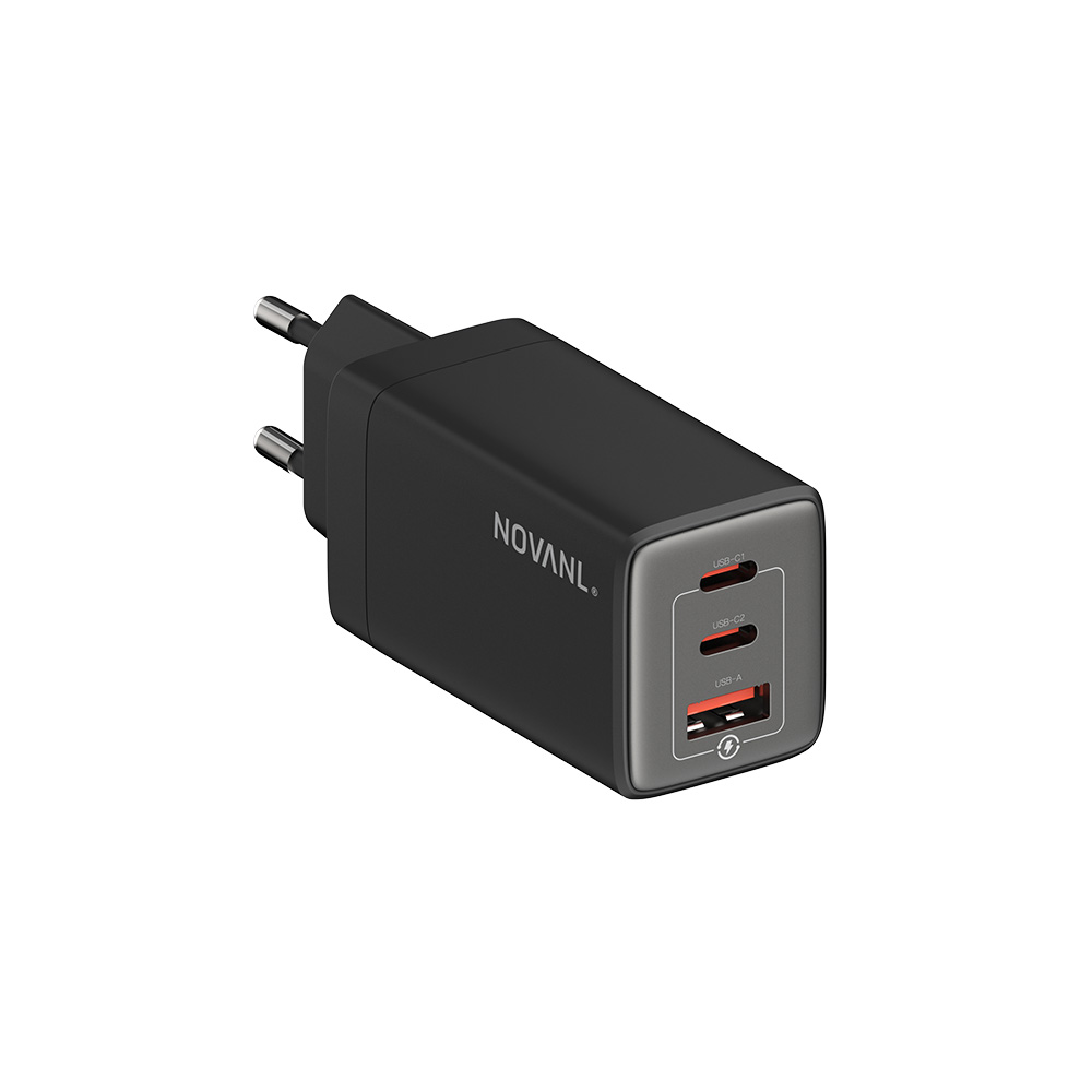 NOVANL ProCharge 65W Triple Port (2x USB-C & USB-A) Black 1 NOVANL ProCharge 65W Triple Port (2x USB-C & USB-A) Black